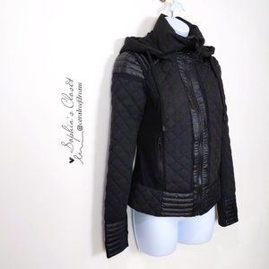 blanc noir hooded mesh inset moto